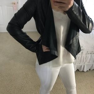 Trouve Navy Blue Leather Jacket XS